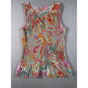 DRESSBARN Women's Shirt  Women Accordion Pleat Sleeveless Flared Size Medium